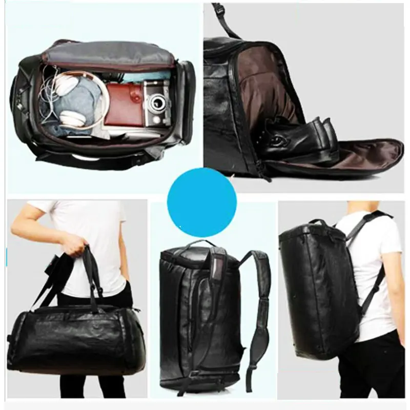Mens Gym Bag With Compartment For Shoes Women PU Fintness Backpack Waterproof Leather Travel Duffle Bag Outdoor Shoulder Bags Mens Gym Bag With Compartment For Shoes Women PU Fintness Backpack Waterproof Leather Travel Duffle Bag Outdoor Shoulder Bags