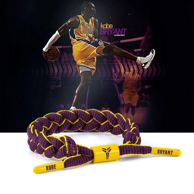 Баскетбольная звезда команда Регулируемый веревка браслет на запястье с косичкой красочные кружева спортивный браслет для фанатов