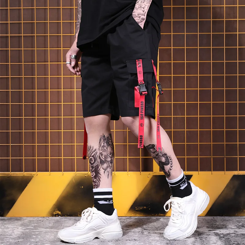 

Men's Hip Hop Shorts Casual Loose Straight Solid Color Knee Length Shotrts Men Street Style Dancing Clothing Bermuda Masculina