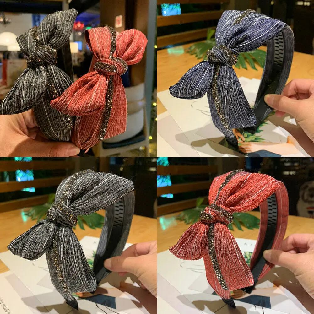 

2019 Fashion Hairbands Ladies Glitter Headband Twist Hairband Bow Knot Cross Tie Cloth Headwrap Floral Casual