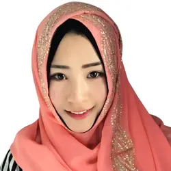 Красочные мусульманские золотой бахромой цветочной вышивкой шапки Для женщин хиджабы хиджаб Исламская полное покрытие шарф Шапки шифон