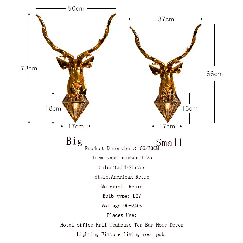 Светодиодный настенный светильник в стиле ретро с оленем, американский настенный светильник, винтажный настенный светильник, светильник для гостиной, настенный светильник