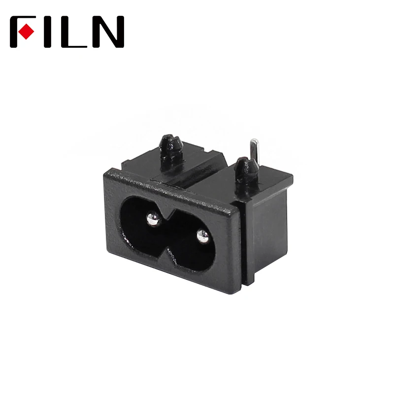 

250V 2.5A IEC320 C8 AC Power Socket Male 2 Pins Inlet Connector Socket Panel Embedded