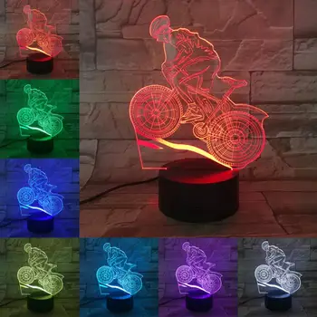 

Mountain Bike Competition Bicycle 3D Lamp Night Light LED Bulb Multicolor Flash Fade Lava Lighting Holiday Props Gifts For Man