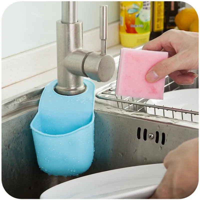 الإبداعية للطي شنقا البلاستيك الحمام المطبخ أداة صندوق تخزين سيليكون تخزين بالوعة رفوف أكياس