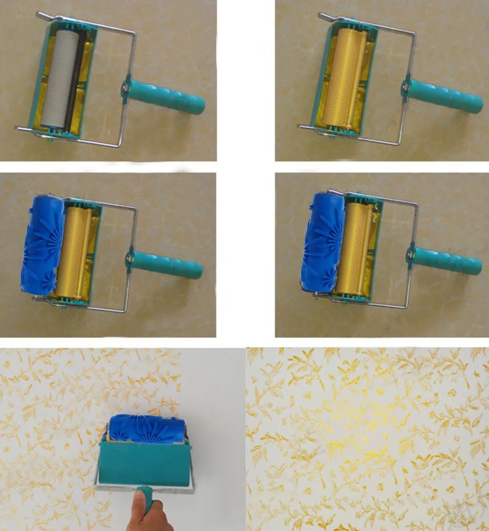 Decoraci/ón 15cm De La Pared Patr/ón De Flores Empaistic Pintura Rodillo Para La M/áquina De La Decoraci/ón De Bricolaje Azul