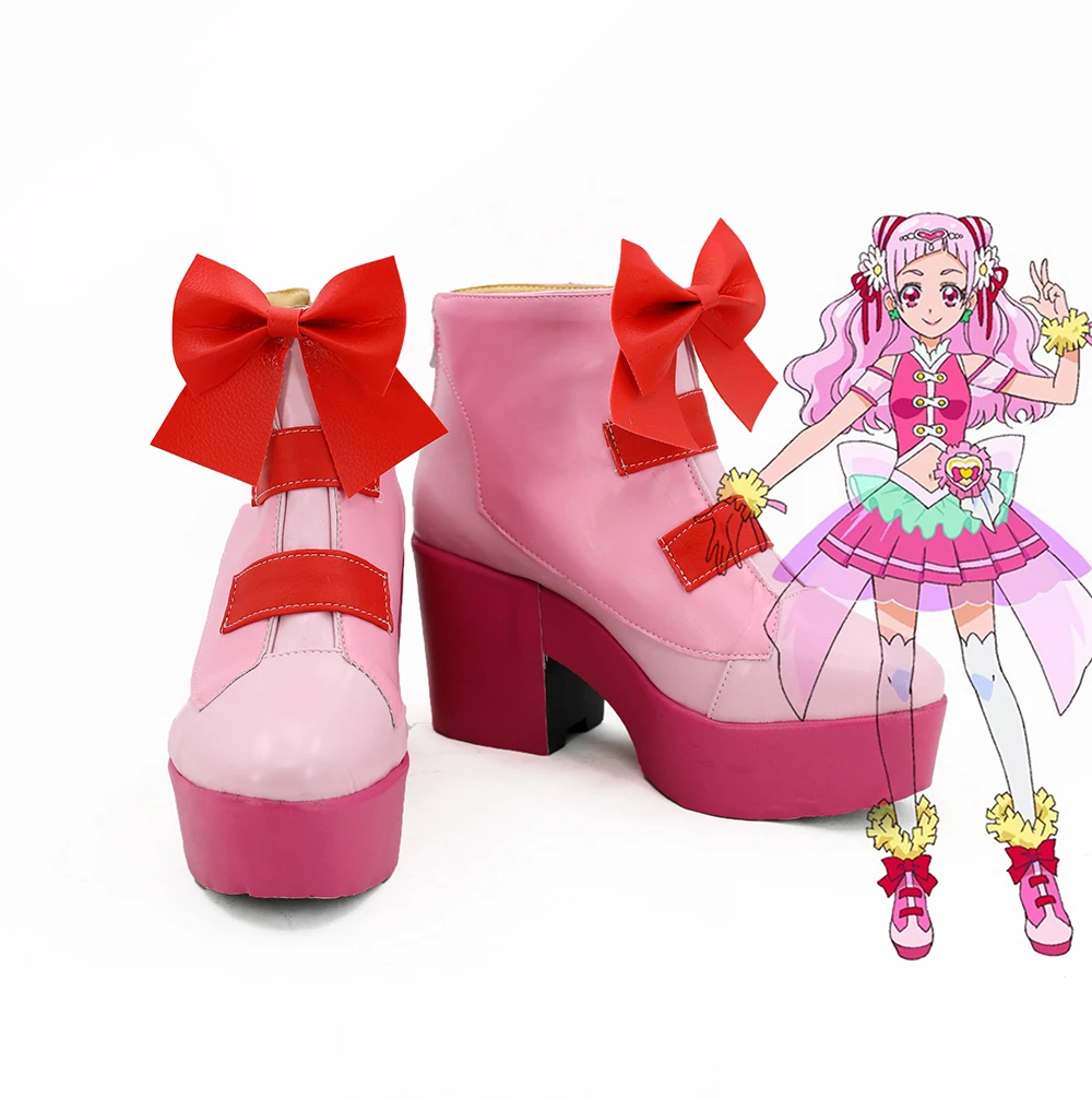 

Hugtto Pretty Cure Cure Yell Cosplay Boots Pink Shoes Custom Made