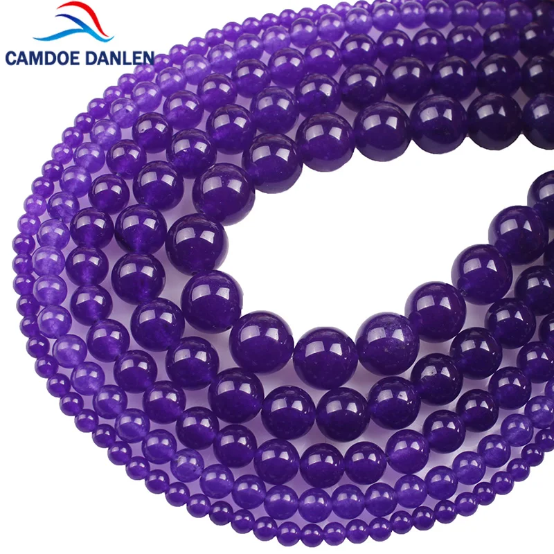 

Natural Stone Beads Purple Chalcedony Stone Round Violet Beads 4 6 8 10 12MM DIY Beads For Jewelry Bracelet Necklace Making