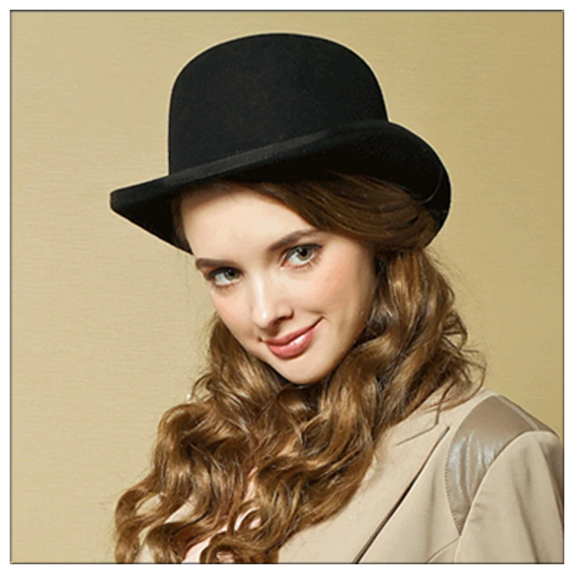 Черные женские мужские шерстяные фетровые Дерби котелок шляпы Fedora