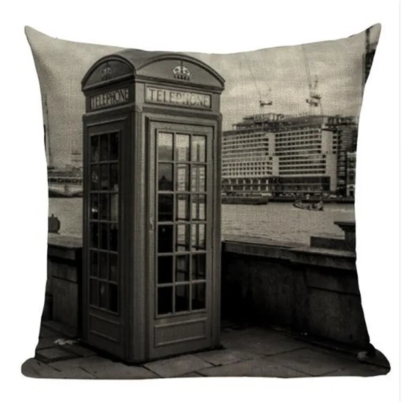 Thickened Valentine Day Style Textiles London, England Sofa Covers 45Cmx45Cm Square Sofa With Bed Printed Pillow Case