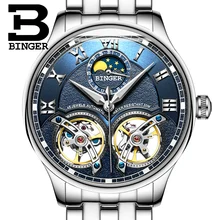 2017 NEW arrival men’s watch luxury brand BINGER sapphire Water Resistant toubillon full steel Mechanical clock B-8606M-3
