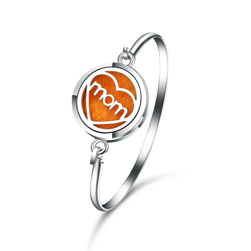 

High Quality Mom In My Heart Perfume Essential Oil Diffuser Locket Bracelet 316L Stainless Steel Aromatherapy Magnetic Bangle