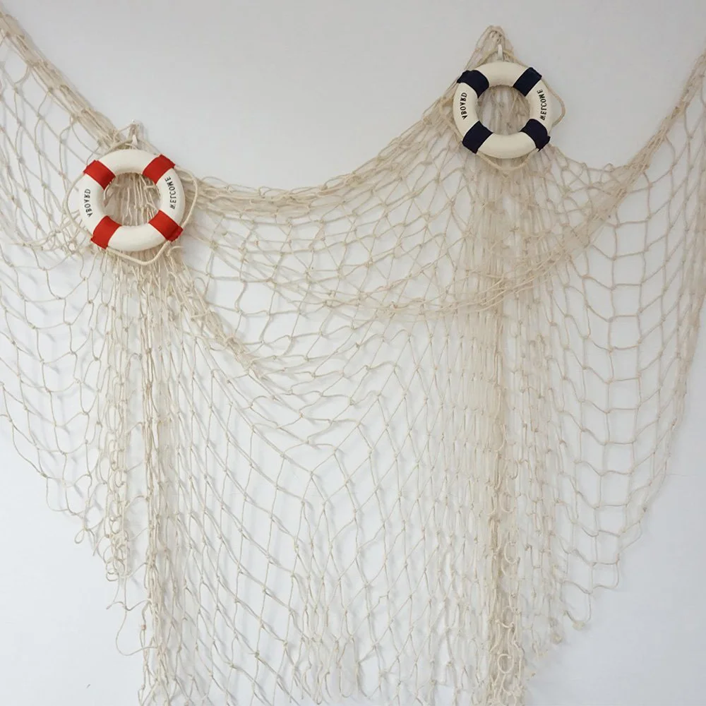 

Fishing Net Decor Bar Home Wall Decor Nautical Style Blue White Fish Nets Decoration Rede De Pesca Filet De Peche 100*200CM