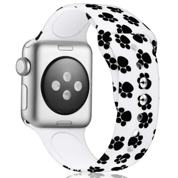 

Paw Printed Silicone Strap for Apple Watch 38mm/40mm 42mm/44mm Sport band for iwatch Series 4/3/2/1 Bracelet Wristband