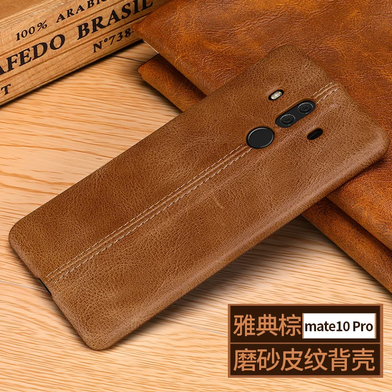 

Luxury Phone Case For Huawei mate 10 Pro 6" Thin Slim Cover for mate10 pro Retro Stitching Genuine Leather Back Coque Funda case