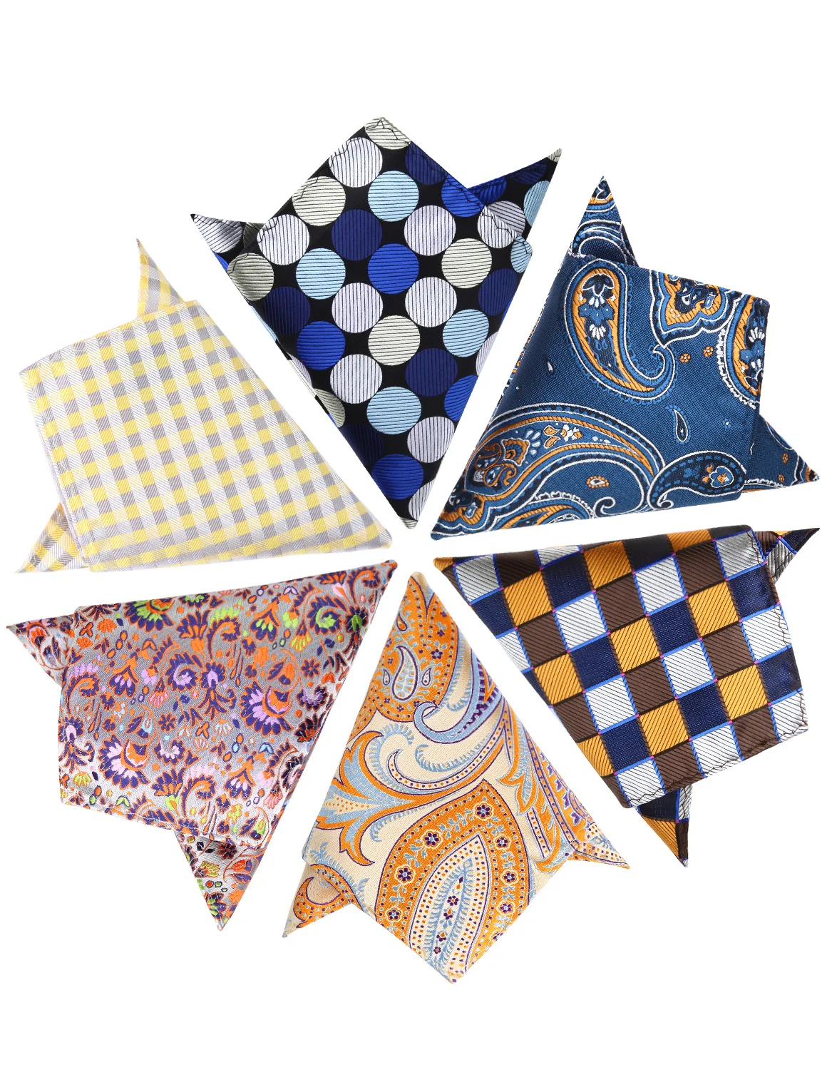 Pocket Square Handkerchief HISDERN 6 Piece Assorted Patterns Men's