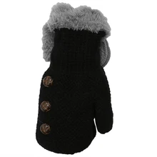 KLV, 1 пара, детские перчатки на палец, модные зимние теплые варежки с листьями, эластичные перчатки