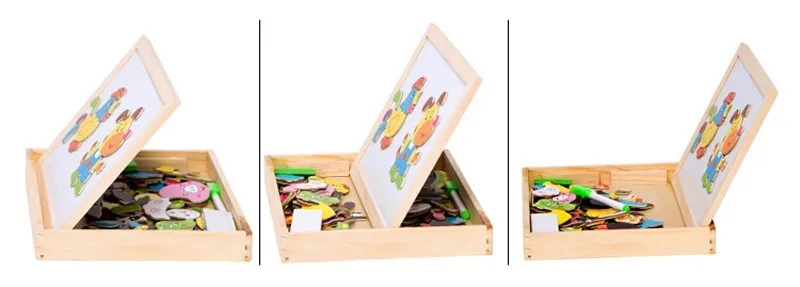 Multifunctional Educational Farm Jungle Animal Wooden Magnetic Puzzle Toys for Children Kids Jigsaw Baby's Drawing Easel Board (16)