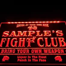 DZ040-для персонализированного названия Fight Club придайте свое оружие Бар Пиво светодиодный неоновый свет знак