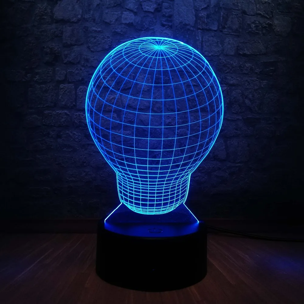 Креативный большой в форме лампочки 3D USB светодиодный RGB лампа Иллюзия ночник многоцветный домашний декор для стола оптические светодиодные осветители подарок