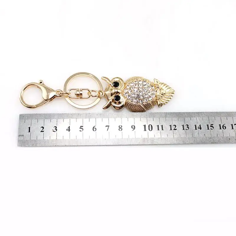 Owl Rhinestone Pendant Keychain For Women Bag Pendant Chic Crystal Car Key Chain Ring Holder Fashion Jewelry