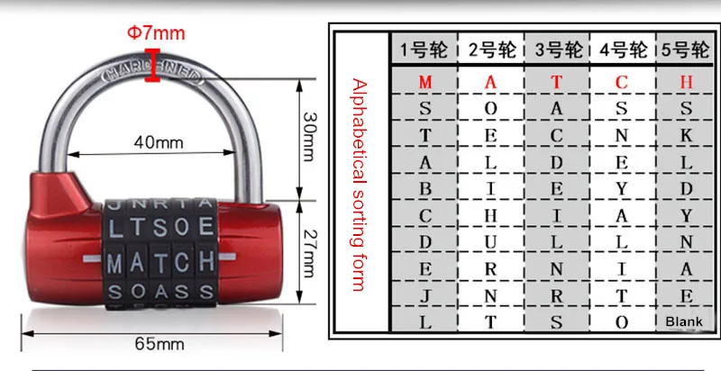 5 букв Код комбинации чемодан Пароль Замок велосипедный замок