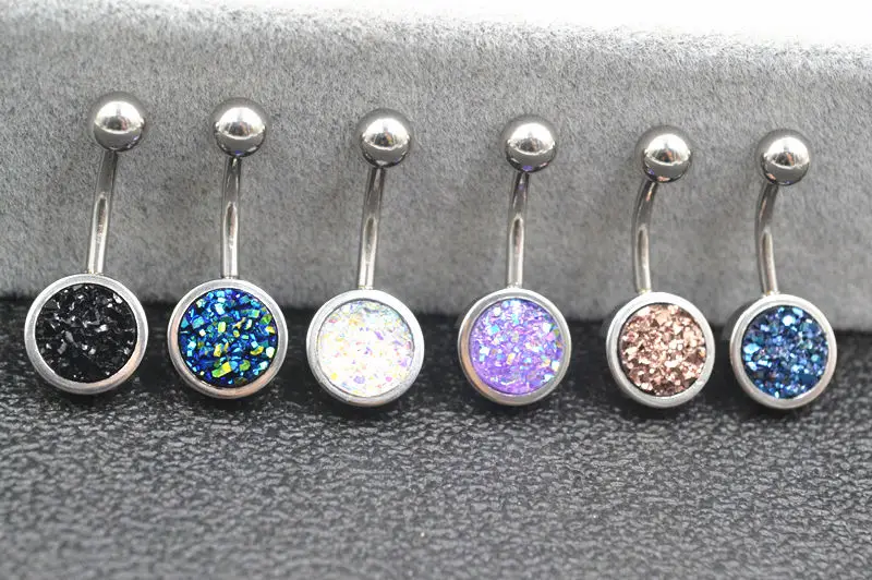 50pcs Stainless Steel Glitter Navel Belly Ring Button Bar Body Piercing