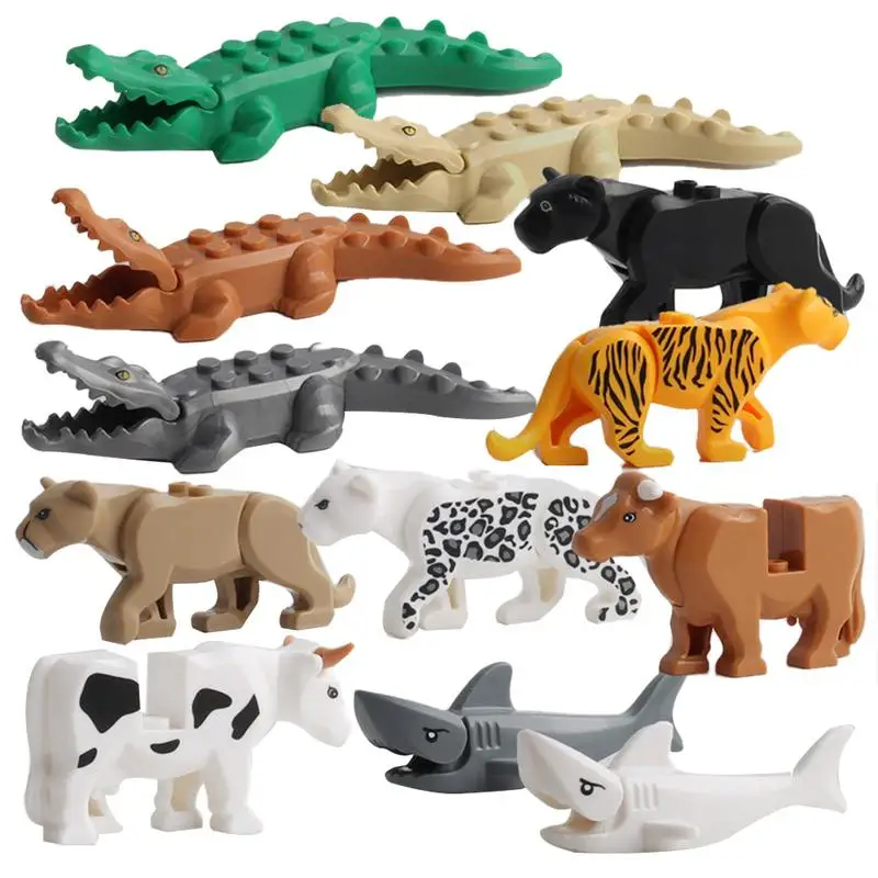 Crocodile Tiger Cow Buildable Model kids Animal Building Block Fit Lego//Decor