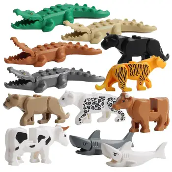 

12pcs Crocodile Tiger Cow Buildable Model Kids Funny Animal Building Block Fit LEGO
