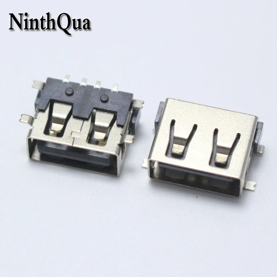 

4PCS SMD USB Type A Female jack 4PIN AF 10.0 PCB Mount Socket Connector Black Flat Edge DIY Repair Phone Toy Parts