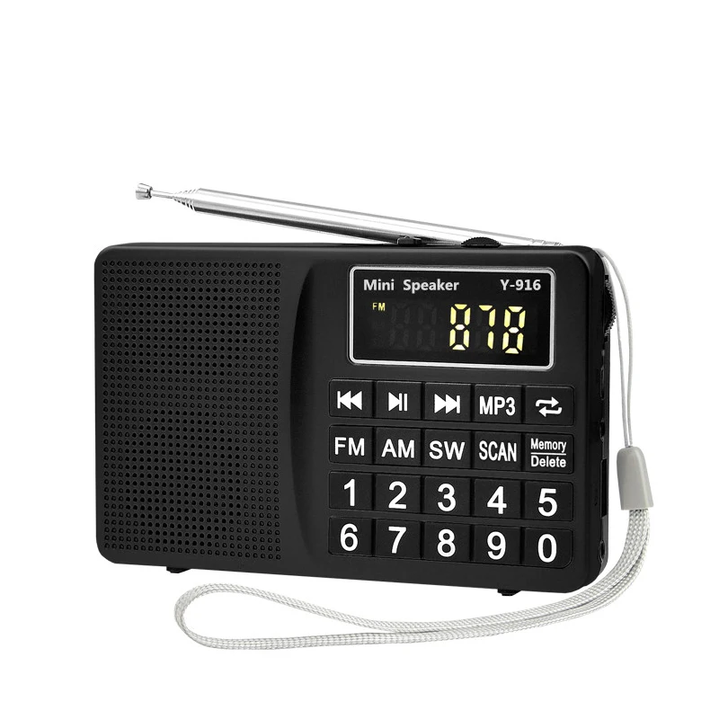 

Azexi Y-916 Portable Radio FM AM SW Speaker Mini Radio Support USB TF Card with Antenna Memory Function Choose Channel Manually