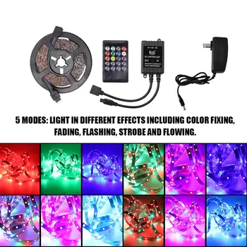 

Car Light 5m RGB LED Strip Flexible Light Music IR Remote Controller Home Car Decoration LED Stripe for bmw e90 tesla model 3