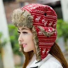 Hot Fashion Russian Style Snow Ski Caps for Men Women Deer Trapper Hat with Ear Flaps Female Faux Fur Winter Bomber Hats for Men