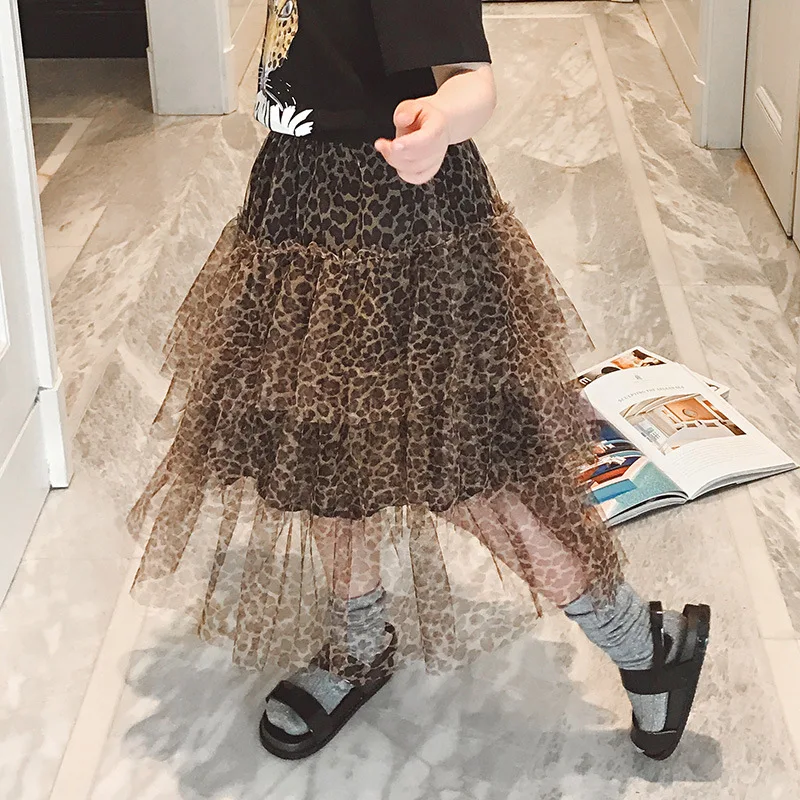 

New Girl Tutu Skirts Children Fashion Summer Leopard Skirts for Teenage School Girls Children Long Pleated Skirt Toddler Clothes
