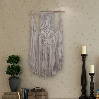 

Boho Handmade Cotton Wall Hanging Tapestry Lace Tassle Fabrics Bohemian Backdrop Wedding Decoration Macrame Wall Art