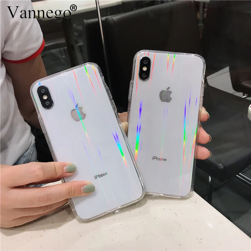 

Gradient Laser cool rainbow shining colorful phone case for iPhone 7 8 6 S Plus X XS Max XR Funda for iPhone case logo coque