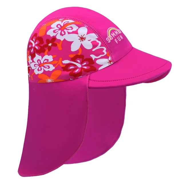 BAOHULU Cute Cyan Print Swimming Cap Children Summer Baby Sun