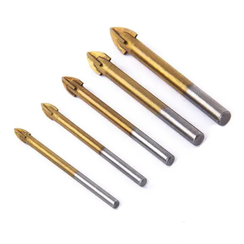 Tungsten Carbide Glass Drill Bit Alloy Carbide Point w/ 4 Cutting Edges Tile & Glass Cross Spear