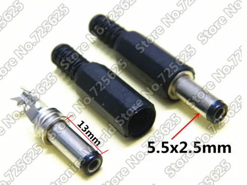 

5.5x2.5mm ,5.5*2.5 mm Male DC Power Jack Plug connector   DIY (can be welded)10PCS Free shipping + Tracking code