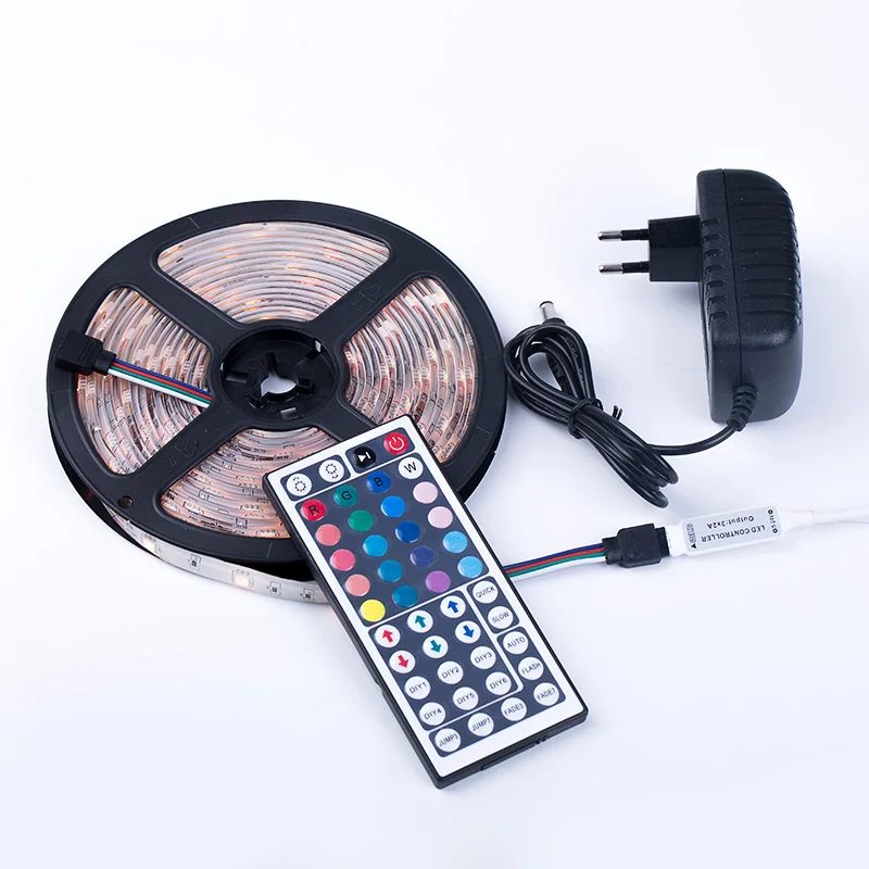 

Led Strip 5050 Waterproof SMD 30led/m 5M Tape Light Flexible 44key Remote Controller 12V 2A Transformer Home Decoration