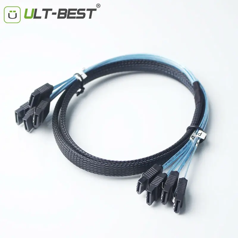

ULT-BEST High Speed 6Gbps SAS Cable 4xSATA 7Pin Female to 4xSATA 7Pin Female Cable High Quality for Server 1M