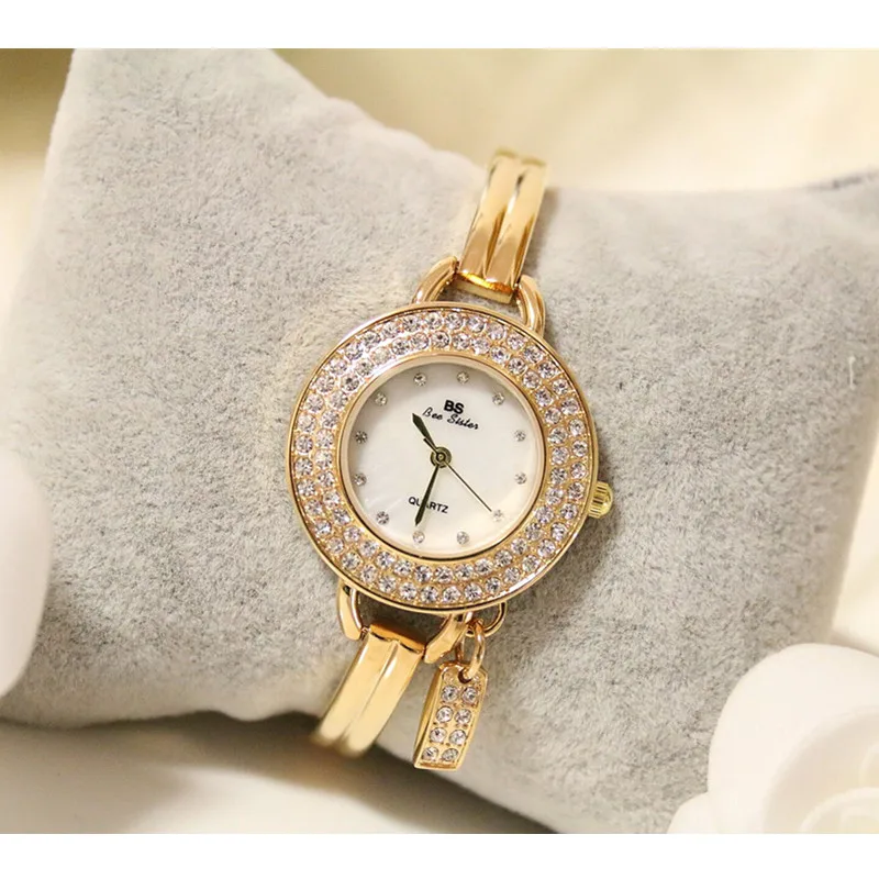 

Fashion Women's Quartz Watch High-end Small Chain Watch Silver Full Crystal Female Watch No Digital with Rhinestone Disc Watch