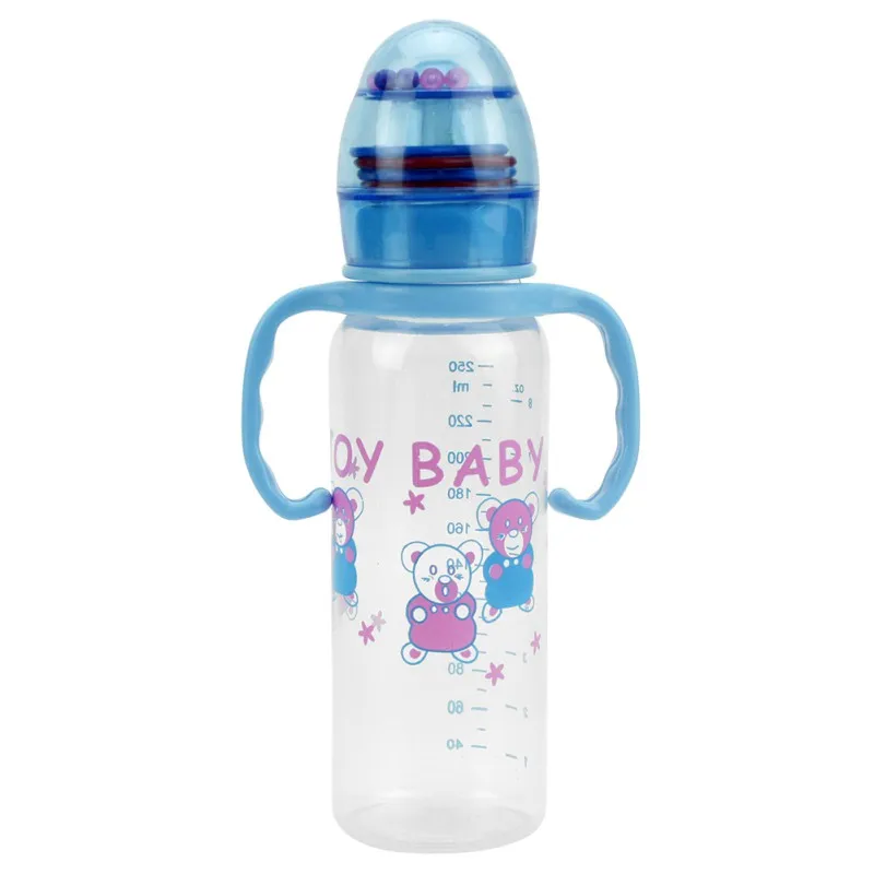 Новорожденных 250 мл Большой Volumn маленьких Кормление бутылки розовый голубой воды Стандартный Калибр Детские бутылки молока - Цвет: Синий