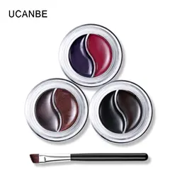 Ucanbe Марка 2 в 1 Gel Eyeliner Водонепроницаемый макияж палитра мерцание матовая Eye Liner Крем длительный Косметика комплект с кисть