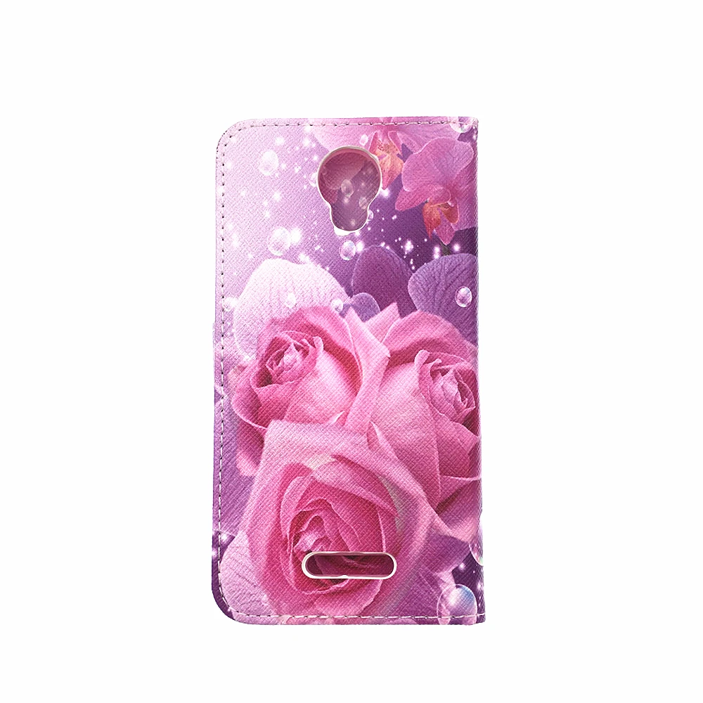 Двусторонний чехол-кошелек с рисунком цветок розы, башня, кожаный чехол-книжка для Alcatel One Touch Pixi4 5010D 5010 3g 5"