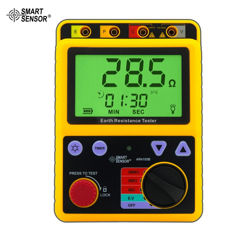 Digital Earth Ground Resistance Tester Meter Range 0-2000 Ohm 2/3Lines Smart Sensor AR4105B | Инструменты