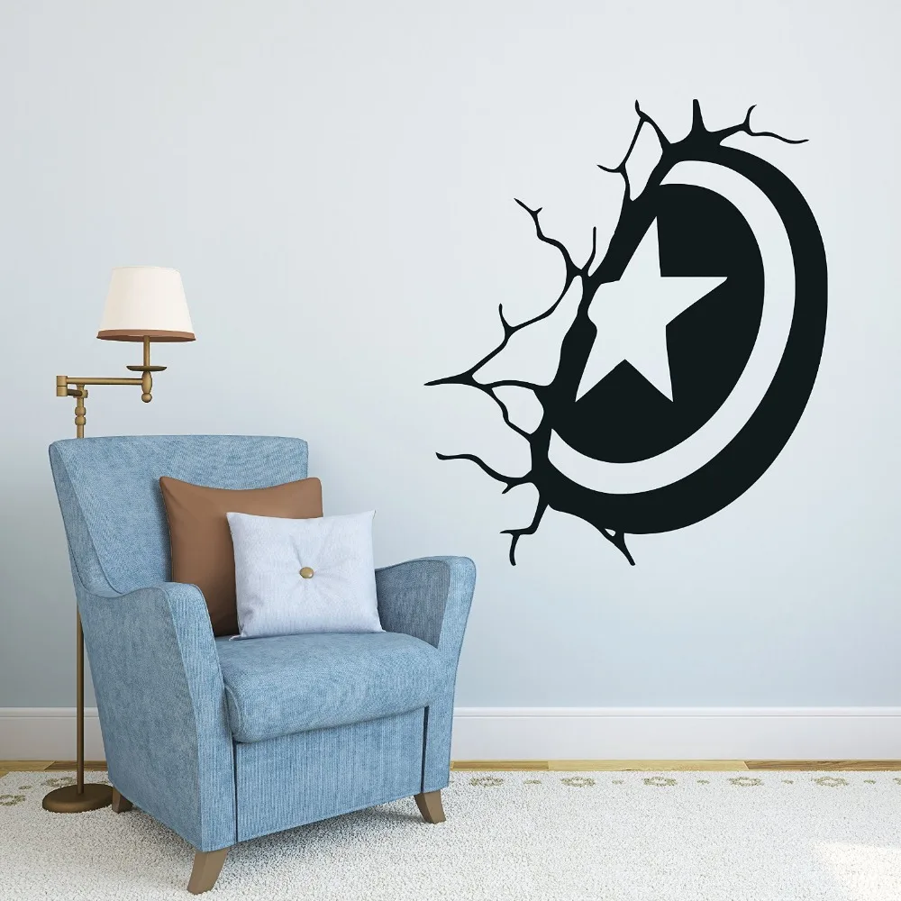 Captain America Shield Wall Decal Superhero Sticker Comics Art Home