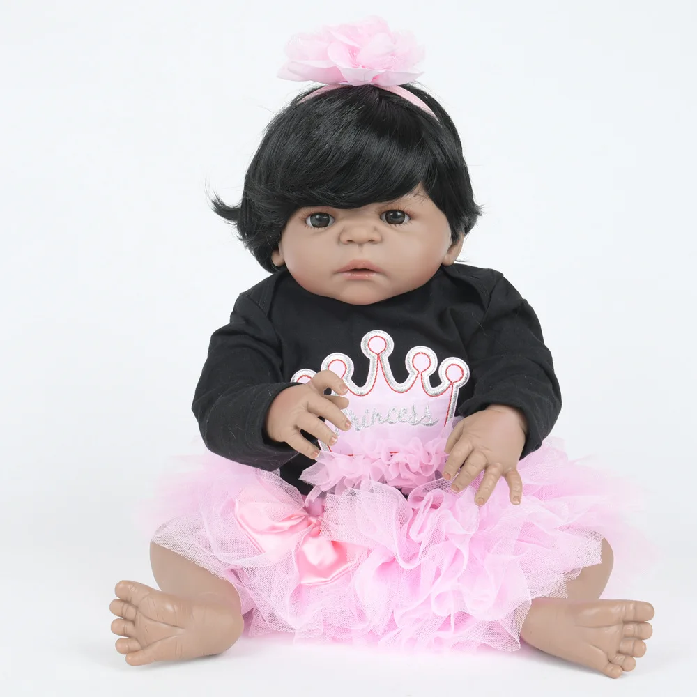 

55cm Soft Full Silicone Vinyl Reborn Baby Doll Lifelike Girl Dolls for Children Kids Toy Birthday Xmas New Year Gift