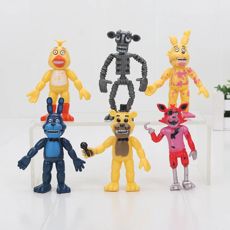 

6pcs/set FNAF Five Nights At Freddy's Foxy Chica Bonnie Freddy Action Figures For Kids Toy Gifts