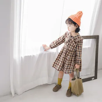 

Girls Dresses 2018 Spring Autumn Princess Dress Kids Clothes Plaid Print Dress For Baby Girls Clothes 3 4 5 6 7 year vestido